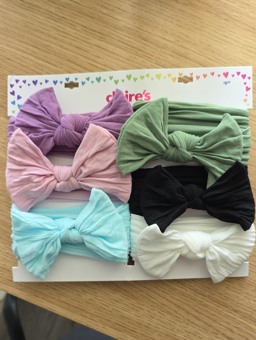 Claire's Kids Bow Headband Set in Purple, Pink, Green, Black, Blue, White